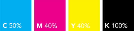 CMYK-Farbcode Tiefschwarz